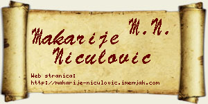Makarije Niculović vizit kartica